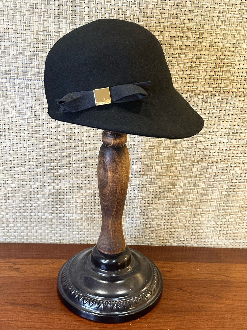 NWOT Ted Baker London Feona Black Wool Felt Cap Equestrian Style
